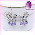 New Fashion 925 Sterling Silver Beautiful Crystal Butterfly Shaped Earring